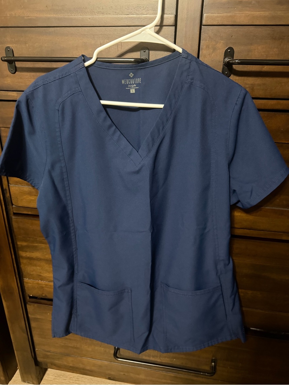 Med Couture Insight Navy Blue V-Neck Short Sleeve Scrub Top